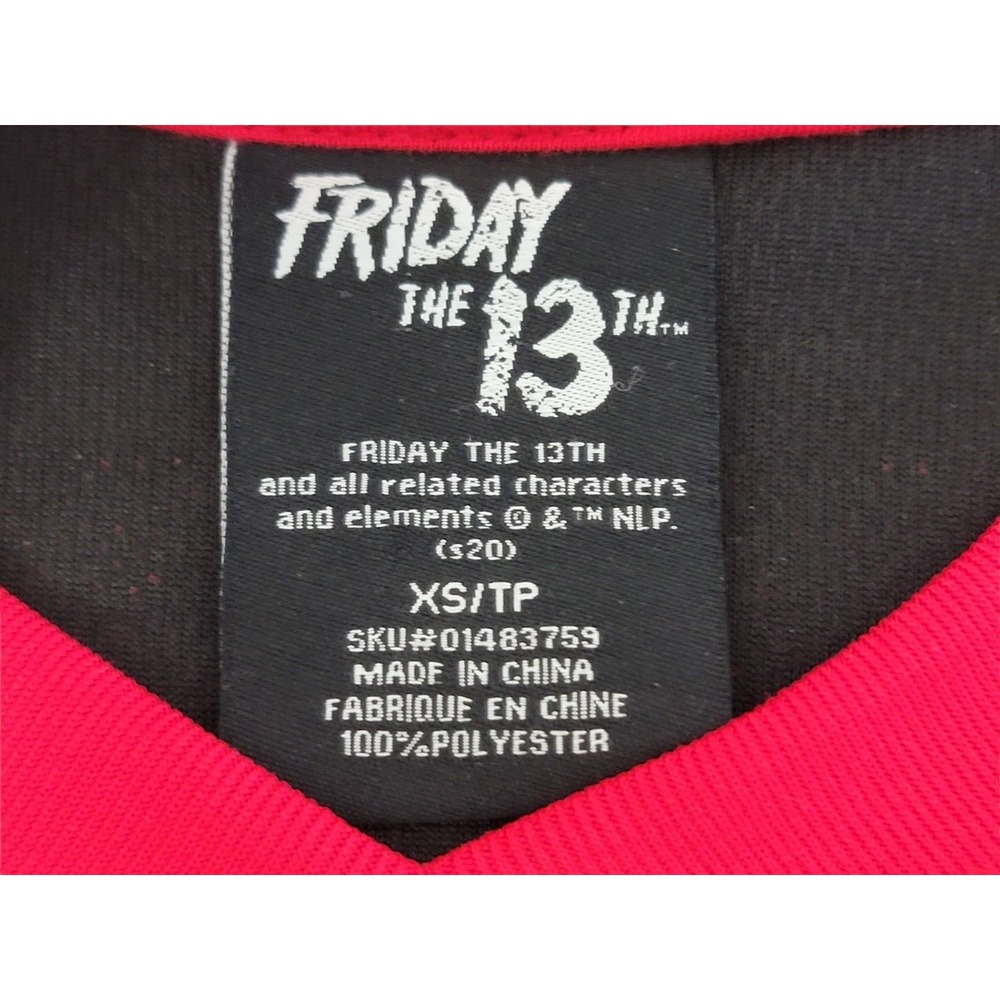 Friday the 13th Jason Voorhees Hockey Jersey Men's Size XS Shirt Black & Red - Picture 9 of 10